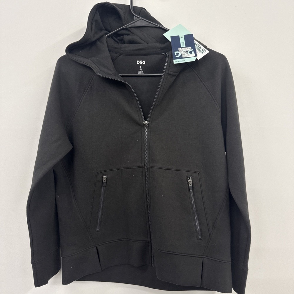 NWT DSG Girls Sports Black Fleece Hooded Sweatshirt‎ Size Large L 14 Youth $45
